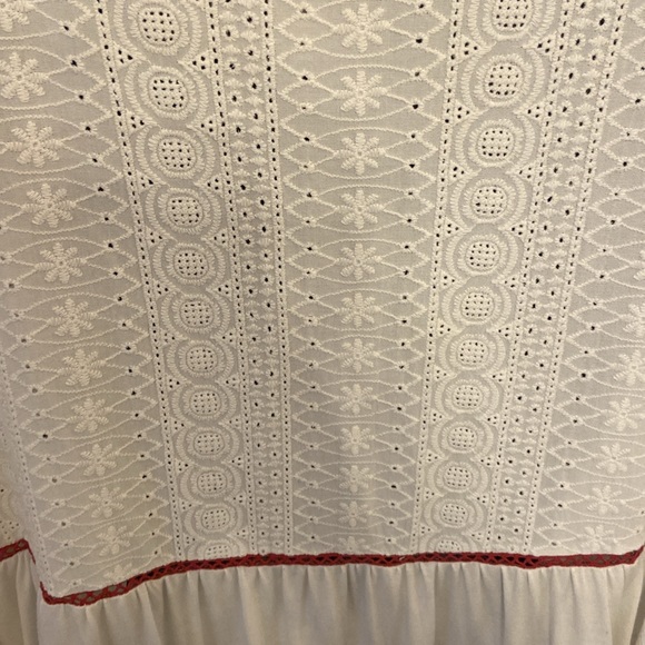 Knox Rose Boho Blouse Womens Tassel Lace Hippie Peasant Prairie Red White Blue L - Picture 5 of 9